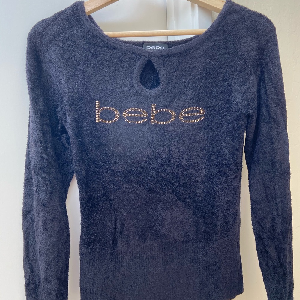 Black Fuzzy Bebe Sweater